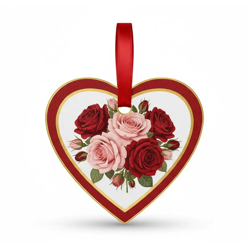 Heart-shaped rose floral paper air freshener with red ribbon for gifting and home aromatherapy