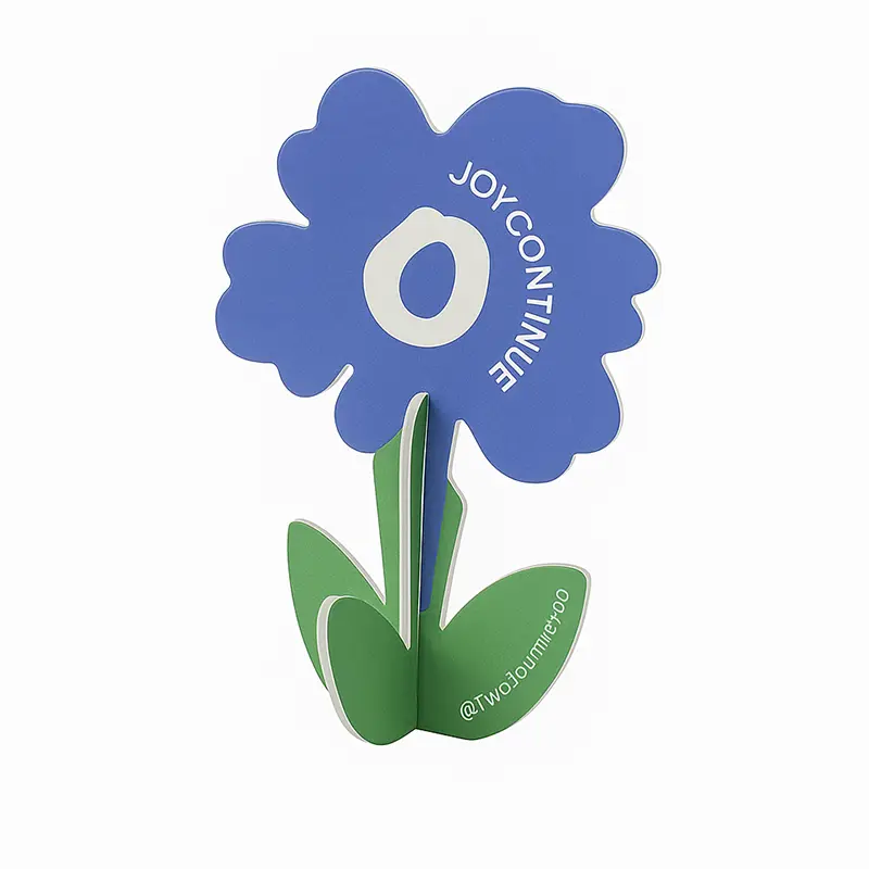 3D standing flower-shaped private label paper air freshener with custom printing, blue blossom design