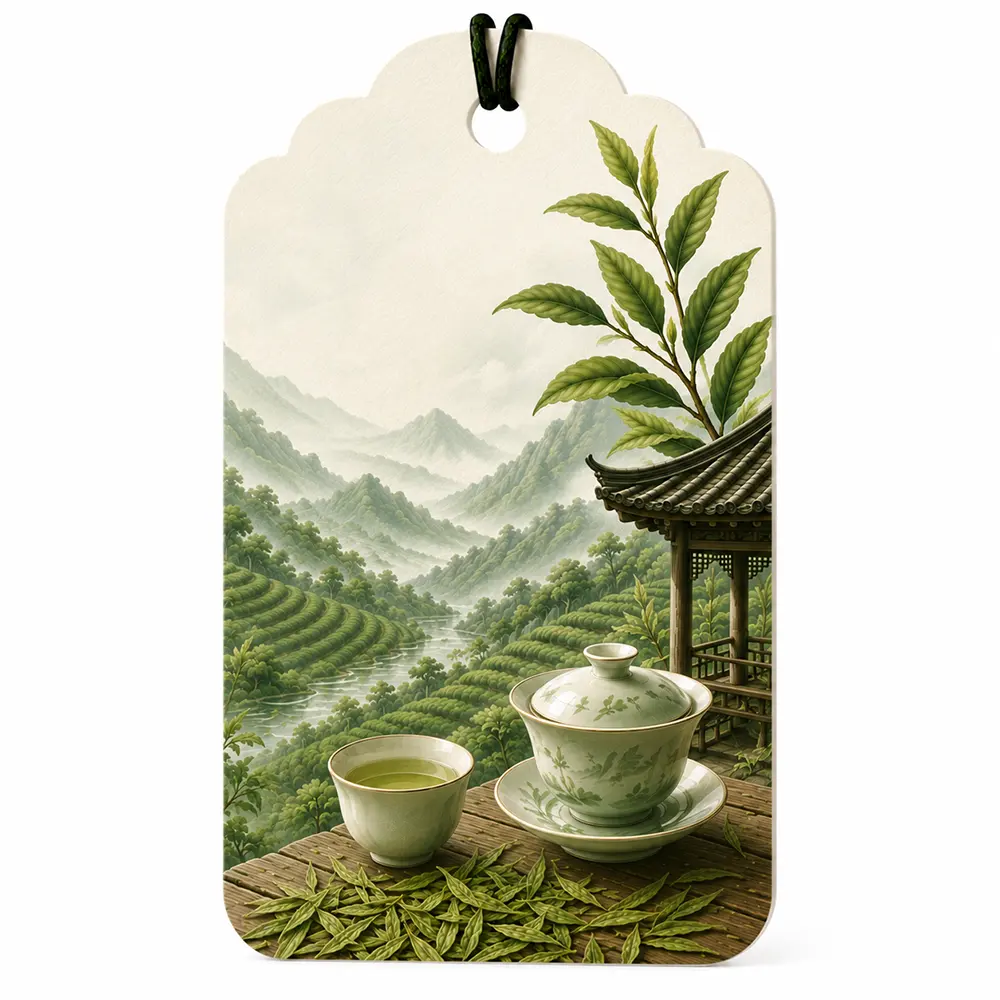 Elegante carta aroma di tè verde