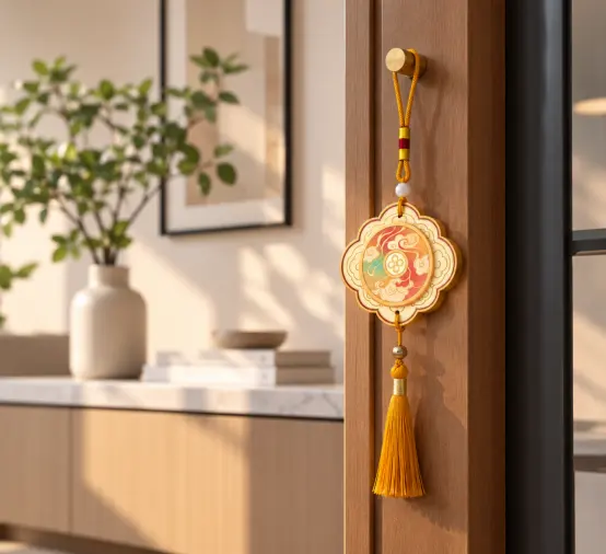 Auspicious Cloud Car Air Freshener Ornament with Gold Tassel